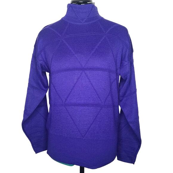 Vtg Tyrolia skiwear purple wool blend turtleneck sweater - no size - M? - Picture 1 of 4